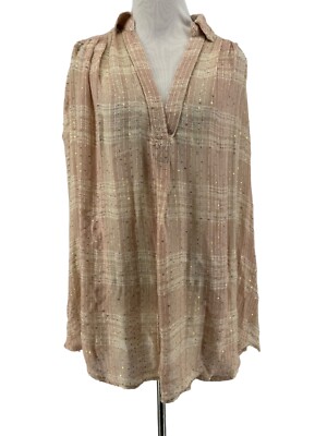 Free People Women's Beige Fearless Love Bell Sleeve Shirt Size Small NEW