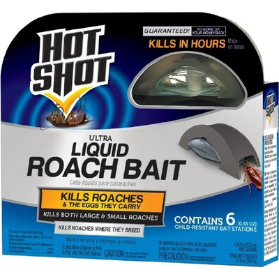 HOT SHOT ULTRA LIQUID ROACH BAIT  - 6 COUNT - KILLS ROACHES FAST!!