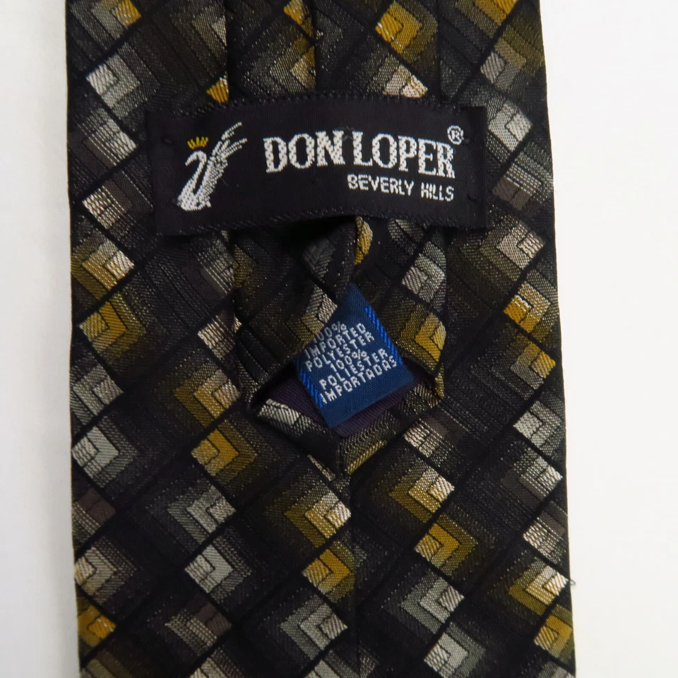 Vintage Don Loper Black Brown Gold Geometric Diamonds 57x3.75 Professional - Image 3 of 4