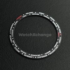 Black Time Zone GMT 38mm Flat Bezel Insert For Divers Watch Seiko Mod SKX SRPD