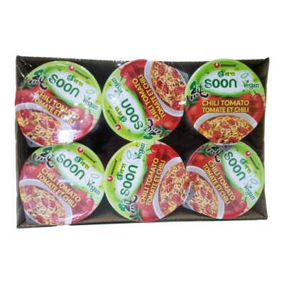 Nongshim Soon Chili Tomato Veggie Bowl Soup Noodles Vegan 75g x 6 Packs NEW