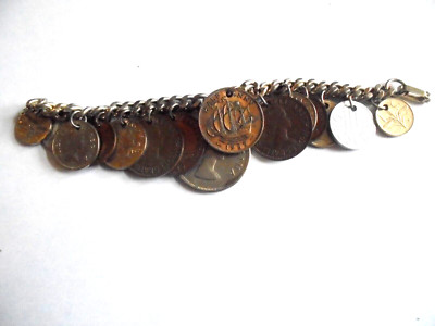 Vintage 1957-1959 South Africa - Mexico and More Coin Bracelet with 15 Coins
