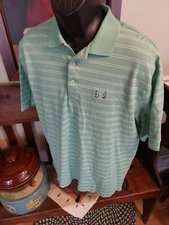 POLO GOLF RALPH LAUREN POLO SHIRT GREEN STRIPED PIMA COTTON MEN'S SIZE L 