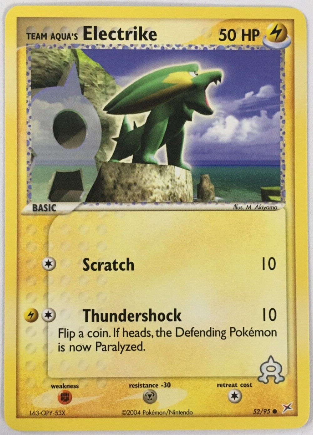 POKEMON TEAM AQUA'S ELECTRIKE 52/95 EX TEAM MAGMA VS TEAM AQUA COMMON NEAR MINT