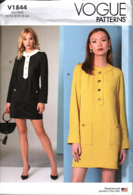 Vogue V1844 Misses 16 to 24 Petite Option Dresses Uncut Sewing Pattern
