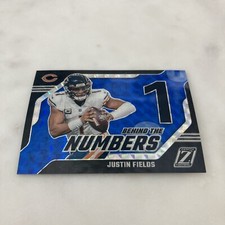 2023 Zenith Football #17 JUSTIN FIELDS Behind The Numbers Blue Mosaic BEARS