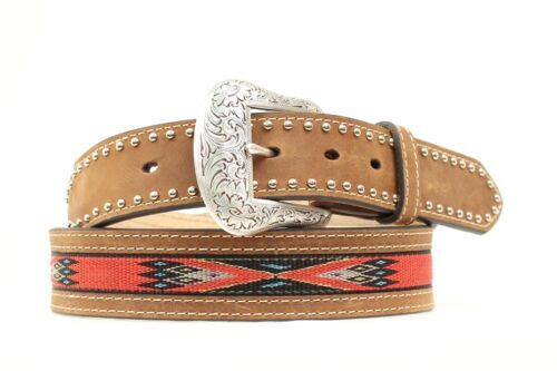 Nocona Red leather belt with cross TOOLED LEATHER CROSS BUCKLE N3483802 NOCONA main image 3