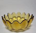 VTG Blenko Large Lotus Flower Amberina Bowl Glass Scalloped Rim 14 Petals "10