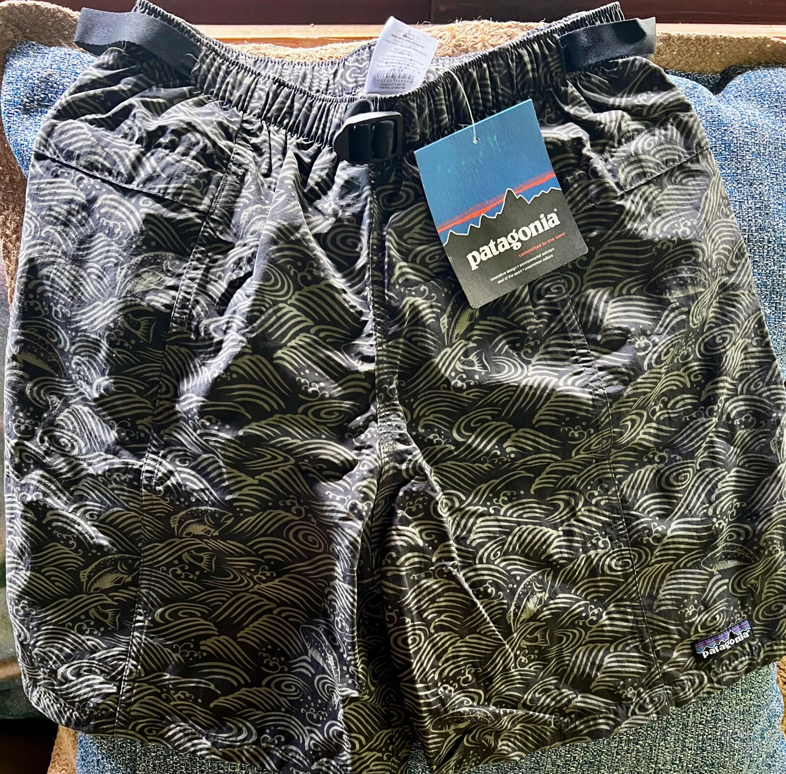 Vintage Men's Patagonia Patagonia River Shorts -Size Small -Wave Fish 57084-NWT