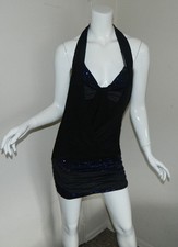 Wome Twin Cocktail Evening Clubwear Sleeveless Solid Black Blouson Dress Size M 