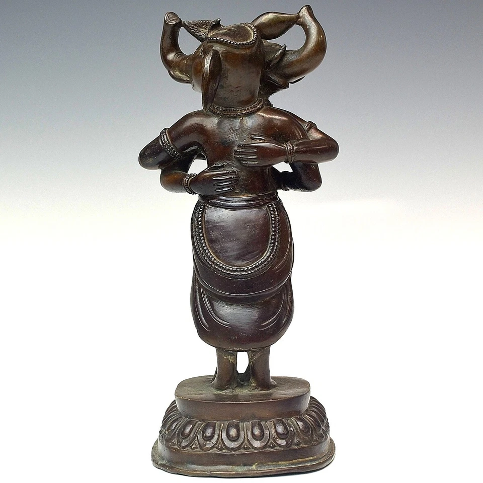 Tibetan Antique Ganesh Kankiten Deity of Joy in Buddhism Bronze Statue 7.7" - Image 3 of 4
