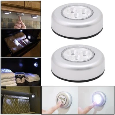 MM ELECTRONICLES 2 PCS 3 LED Touch Push On/Off Light Self-Stick On Click Battery Operated Lights