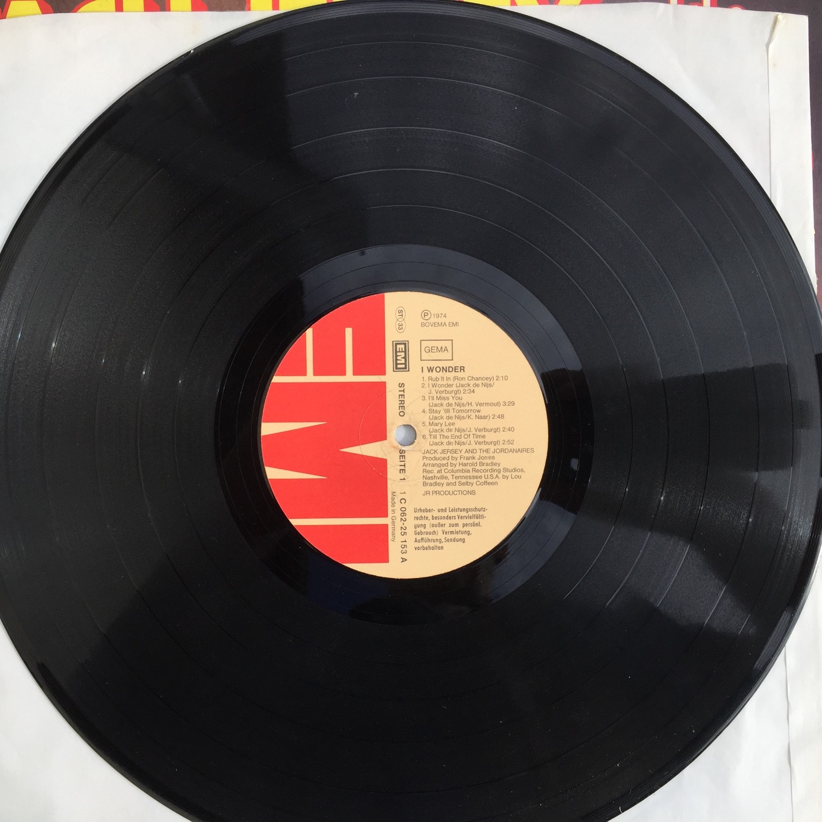 Jack Jersey And The Jordanaires ‎ I Wonder EMI ‎ 1C 06225153