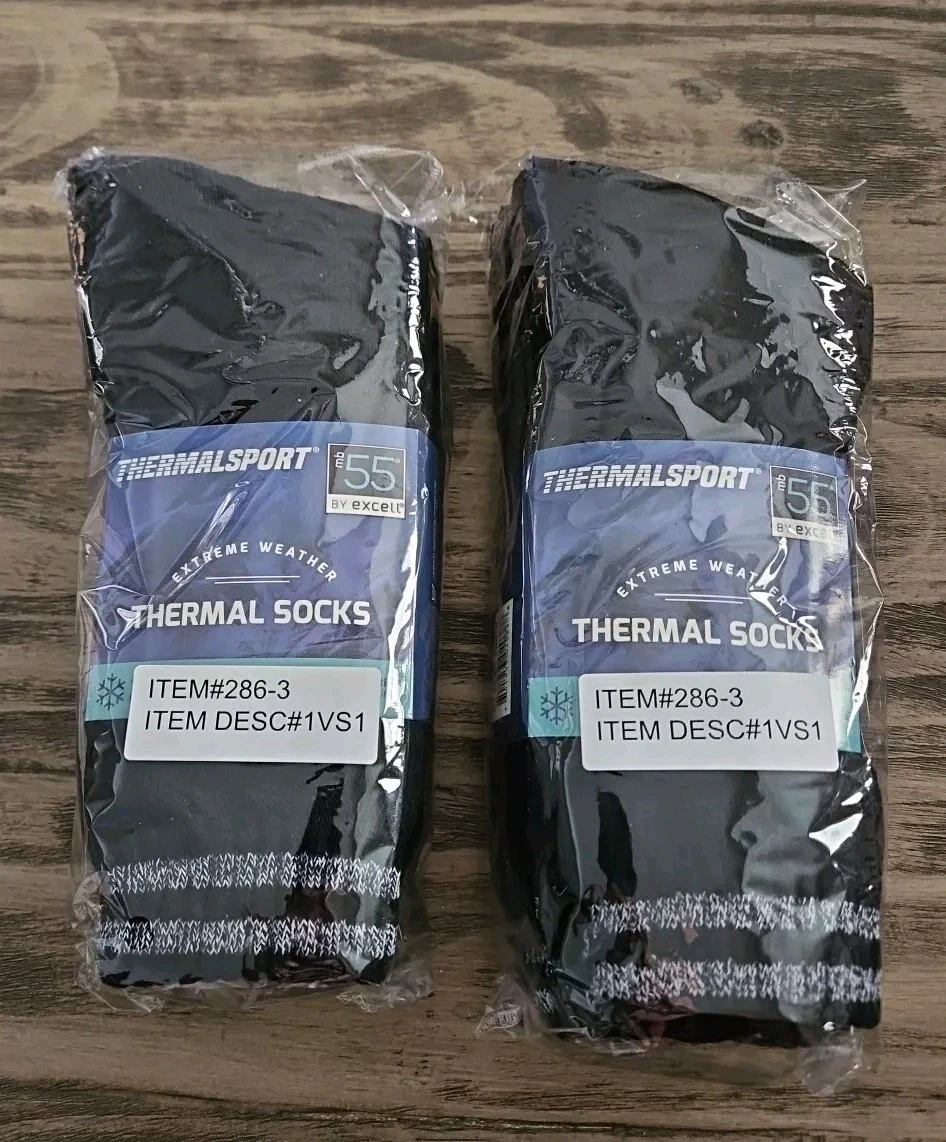 2 Packs 6 Pairs THERMAL SPORT 286-3 3pk. EXTREME WEATHER THERMAL SOCKS Black
Opens in a new window o