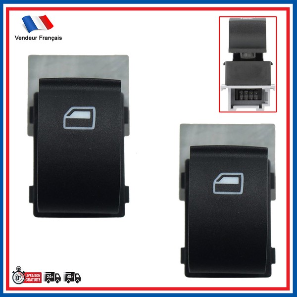 2 Knopf Schalter -Heber Frontglas Hintere Nuckel FüR Audi 4B09598554PK-image