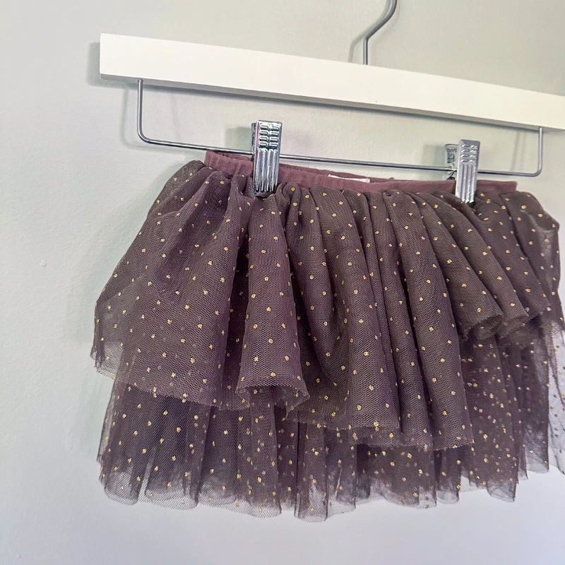 Mudpie Baby Gray and Gold Polka Dot Tutu Tulle Skirt - Size 12 Months - Image 2 of 4