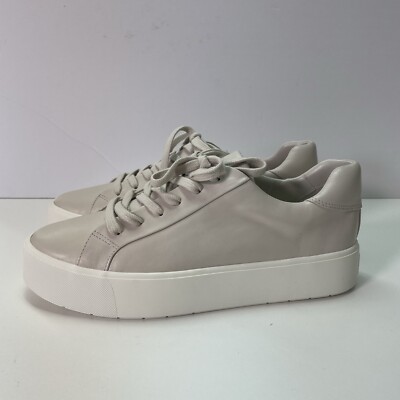 NEW Womens Vince Benfield Leather Platform Sneakers Off White