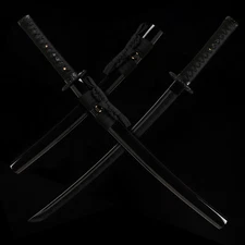 30" Sharp Black Japanese Sword Functional Full Tang Samurai Wakizashi T10 Steel