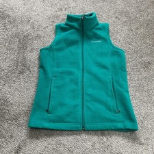 Columbia Vest Jacket Kids Girls Large Green Full Zip Sleeveless Fleece Outdoor