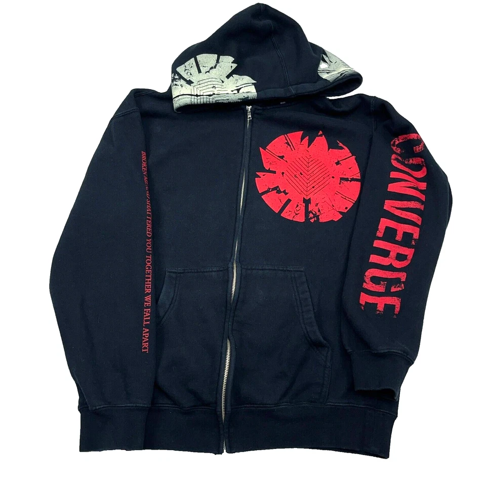 Sudadera con Capucha Converge De Colección Hombres Pequeña Negra Sudadera Chaqueta Y2K Cyber Punk Banda Foto 2 de 4