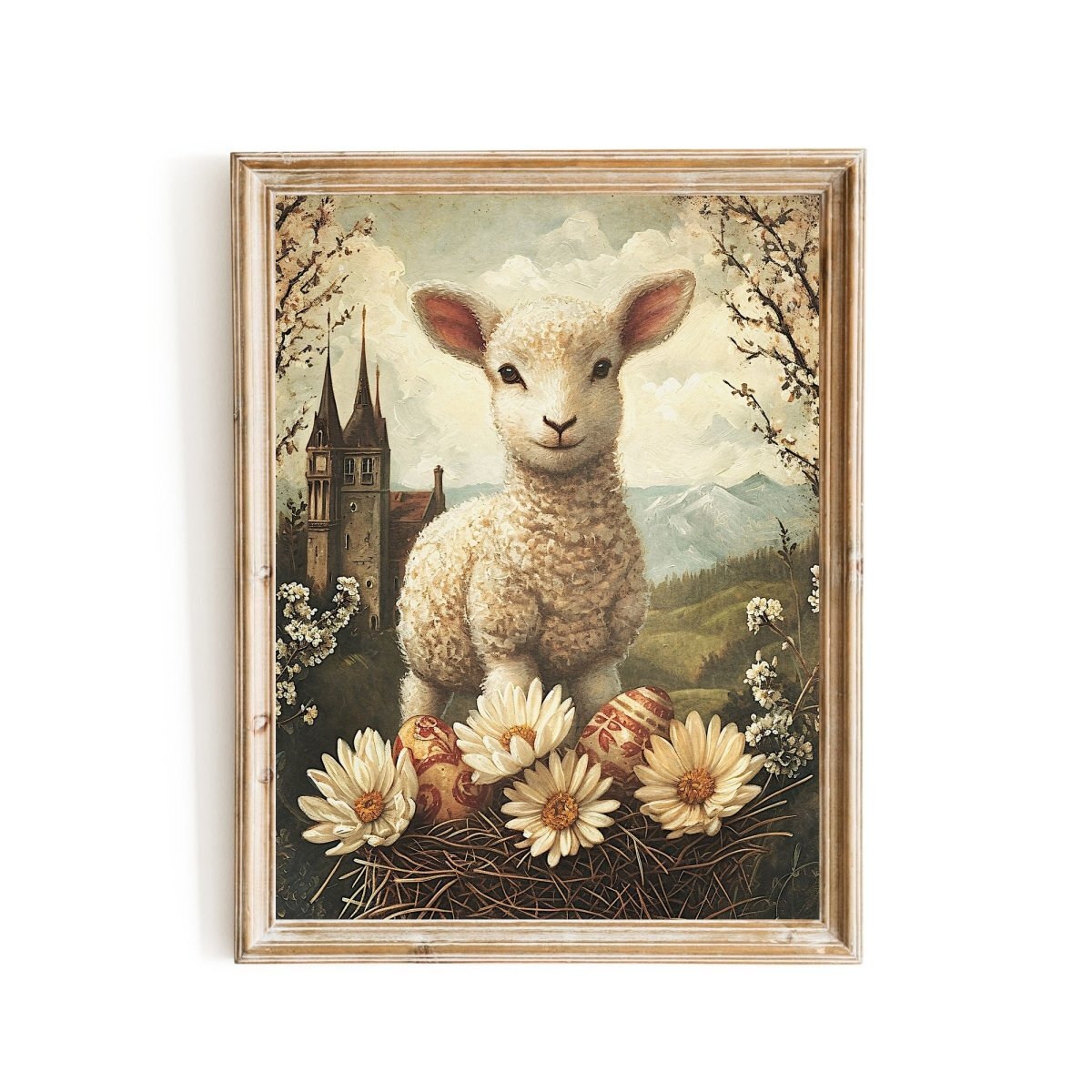 Spring Mountain Lamb with Easter Eggs - Vintage Wall Art Print | eBay