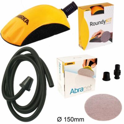 Mirka 150mm Hand Block Roundy Kit + Hose + 15 Sanding Discs Abranet
