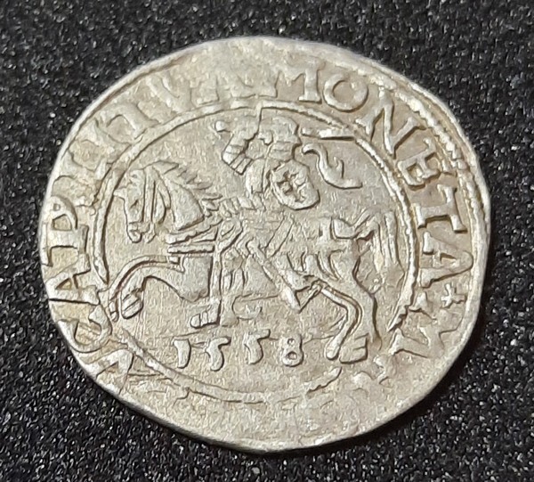 1558 Poland/Lithuania Medieval 1/2 Half Groschen Groat Silver Coin. Sigismund II