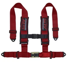 STV Motorsports Racing Red 4-Point 3 Inch Straps Universal Seat Belt Harness