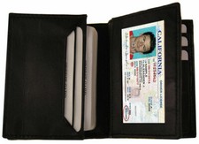 Black Men's Leather Bifold Credit Wallet 18 Card ID Center Flap Thin Holder