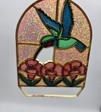 Vintage Hummingbird Floral Window Suncatcher