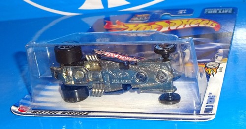 Hot Wheels 2003 First Editions Tire Fryer Mtflk Blue w/ Factory Board Error - Picture 4 of 5