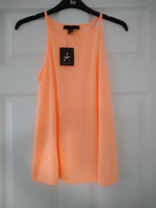 BNWT Primark Talla 12 naranja alta cuello cortado Camiseta sin mangas | eBay