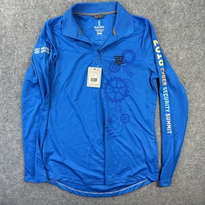 Elevate Polo Shirt Womens Medium Blue Long Sleeve Cyber Security Summit NWT