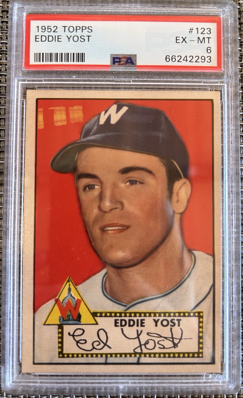 1952 Topps Eddie Yost PSA 6 EX-MT #123