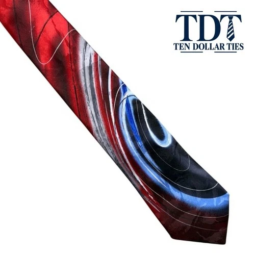 J Garcia Mickey Collection Sixty Silk Tie Mens Red Blue Abstract Swirl 3.5in - product listing photo