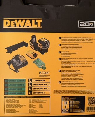 DEWALT 20V MAX Cross Line & Spot Green Laser Level KIT New! DCLE34220G