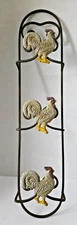 Rustic  25" Metal Vintage 3 Plate Display Rack  Chicken Accent Wall Hanging