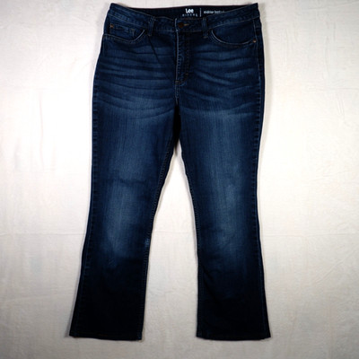 Lee Riders Mid Rise Boot Cut Dark Wash Whiskers Womens Blue Jeans 14