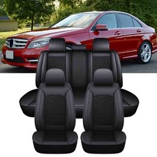 For Benz C300 C350 Leather Car Seat Covers 5-seats Front Rear Cushion Pad