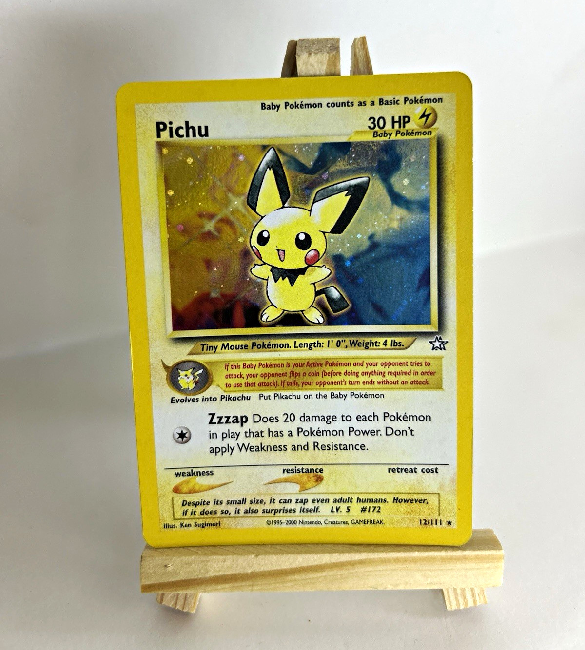Pokemon TCG Pichu 12/111 Neo Genesis Holo Rare 30 HP Basic English Unlimited