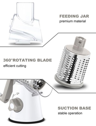 Cheese Grater Rotary, Rotary for Kitchen, Kitchen 3blades, White - Picture 6 of 8