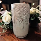 Nelson McCoy Butterfly Vase Jardiniere Iridescent Pearlized White Vtg Cylinder