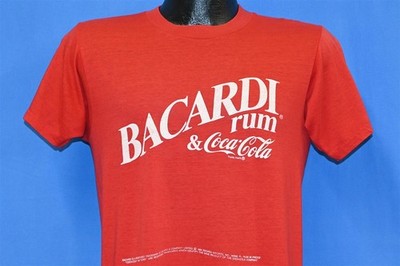 vintage 80s BACARDI RUM & COCA-COLA RUM COKE SODA POP PROMO 1984 t-shirt SMALL S