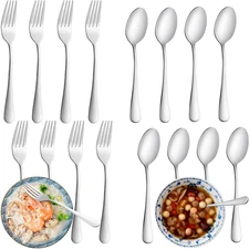 Stainless Steel Silverware Set 24Pc Fork Spoon Flatware Polished Rust Resistant