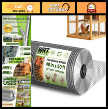 48in x 50ft 19G Hardware Cloth Chicken Wire Fencing - Galvanized Wire Mesh Roll,