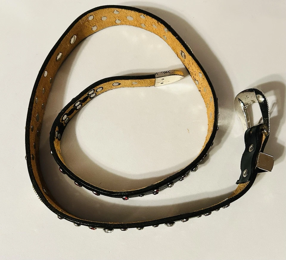 Cinturón Concho De Colección Cuero Tachonado Estrás Suroeste Vaquero Rodeo Western L Foto 3 de 4