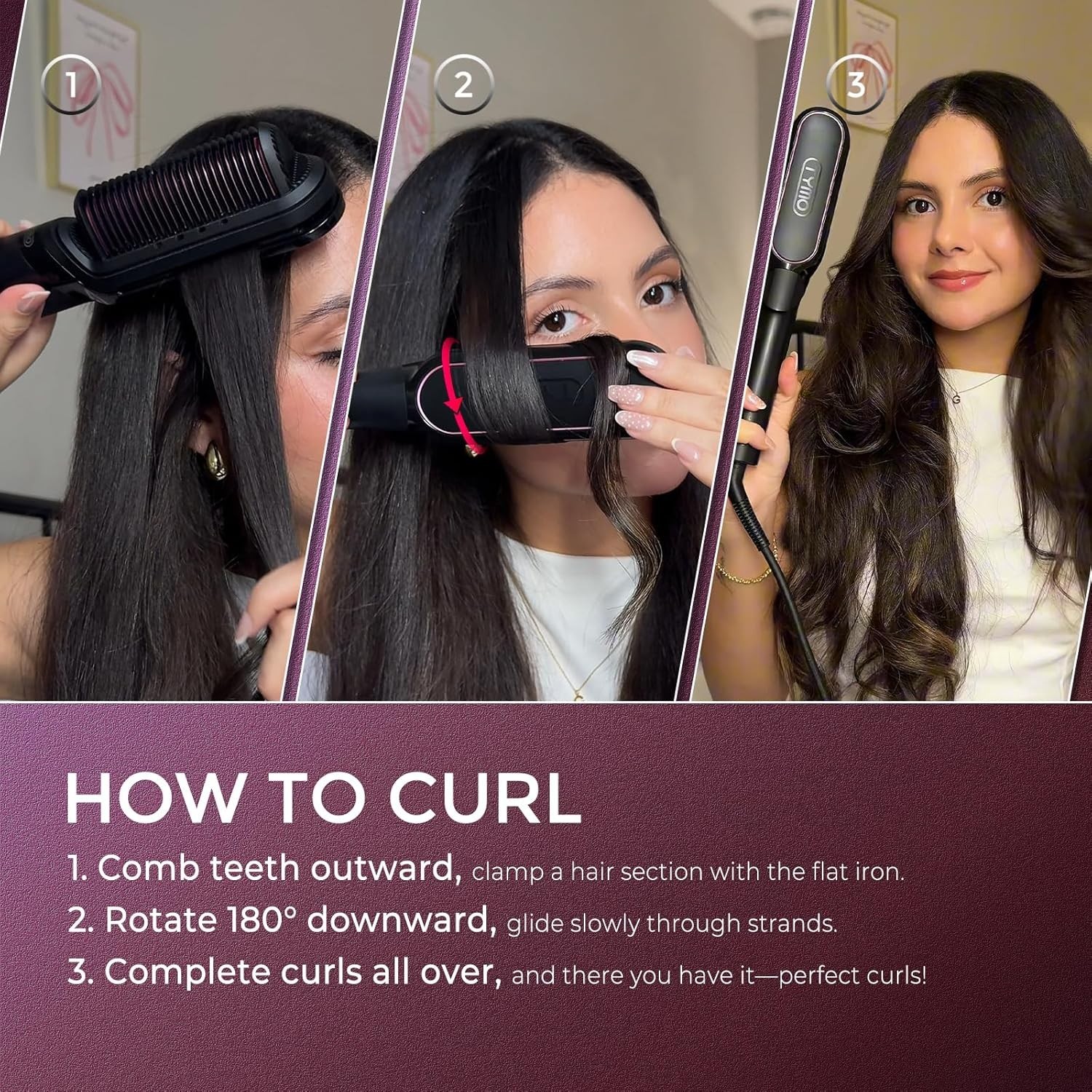 Flat Iron Hair Straightener Brush 2 in 1, 200M Ions Hair Straighteners for Women