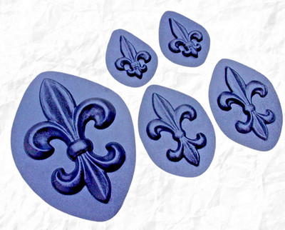 Set Fleur de lis cement plastic molds Plaster resin paper wax casting moulds
