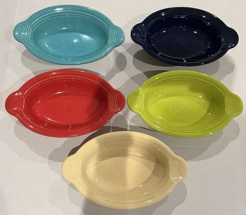 5 Fiesta Ware USA HLC Single Serve Oval Casserole Baking Dish Bowls