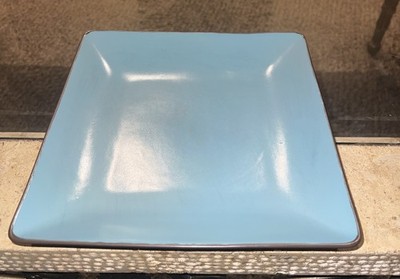 Echo Point Collection Light Blue Brown Bottom Square Dish Dinner Plate